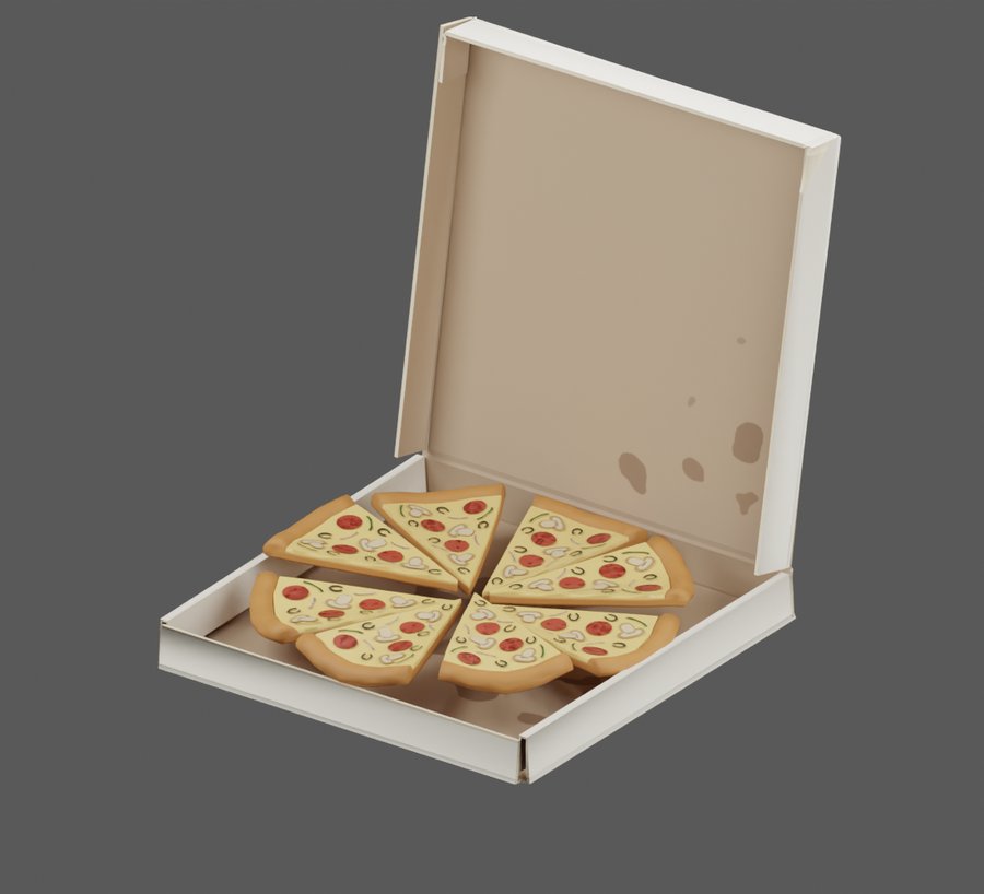 Open Blackstone box with pizza slices
