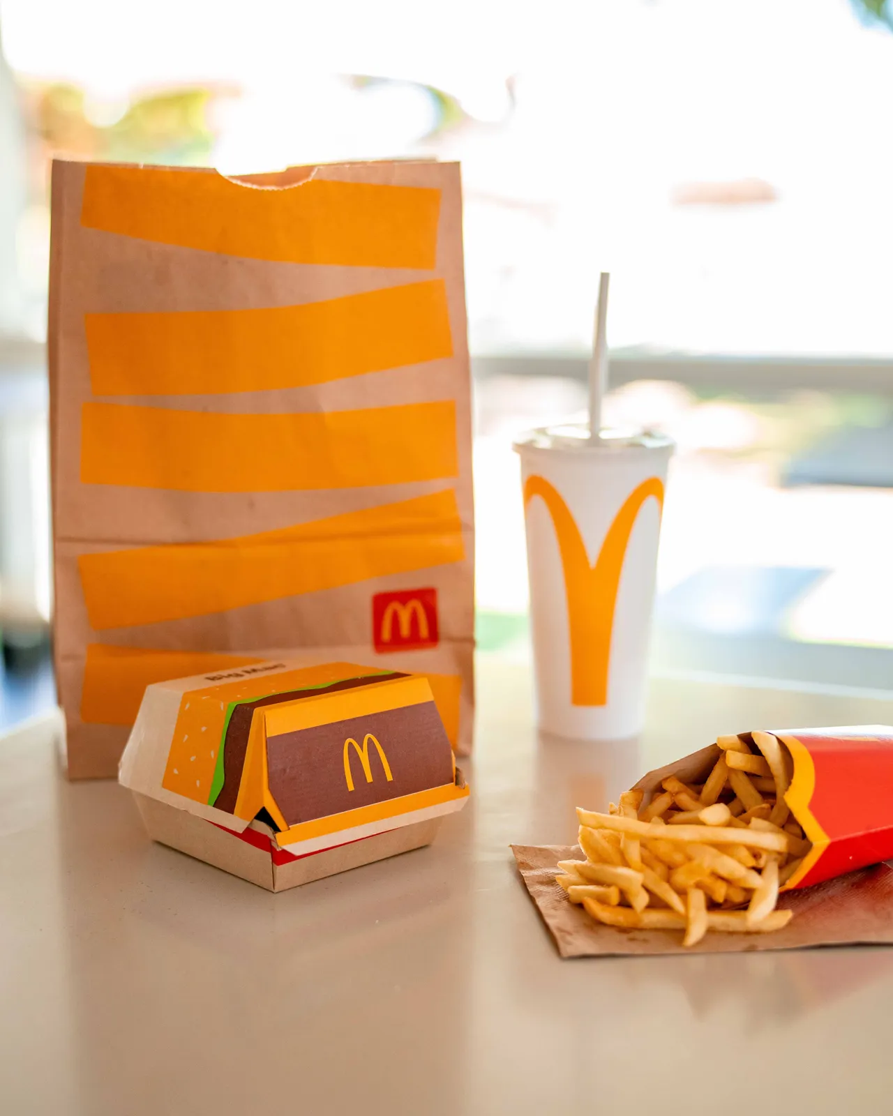 McDonald’s bag, drink and meal