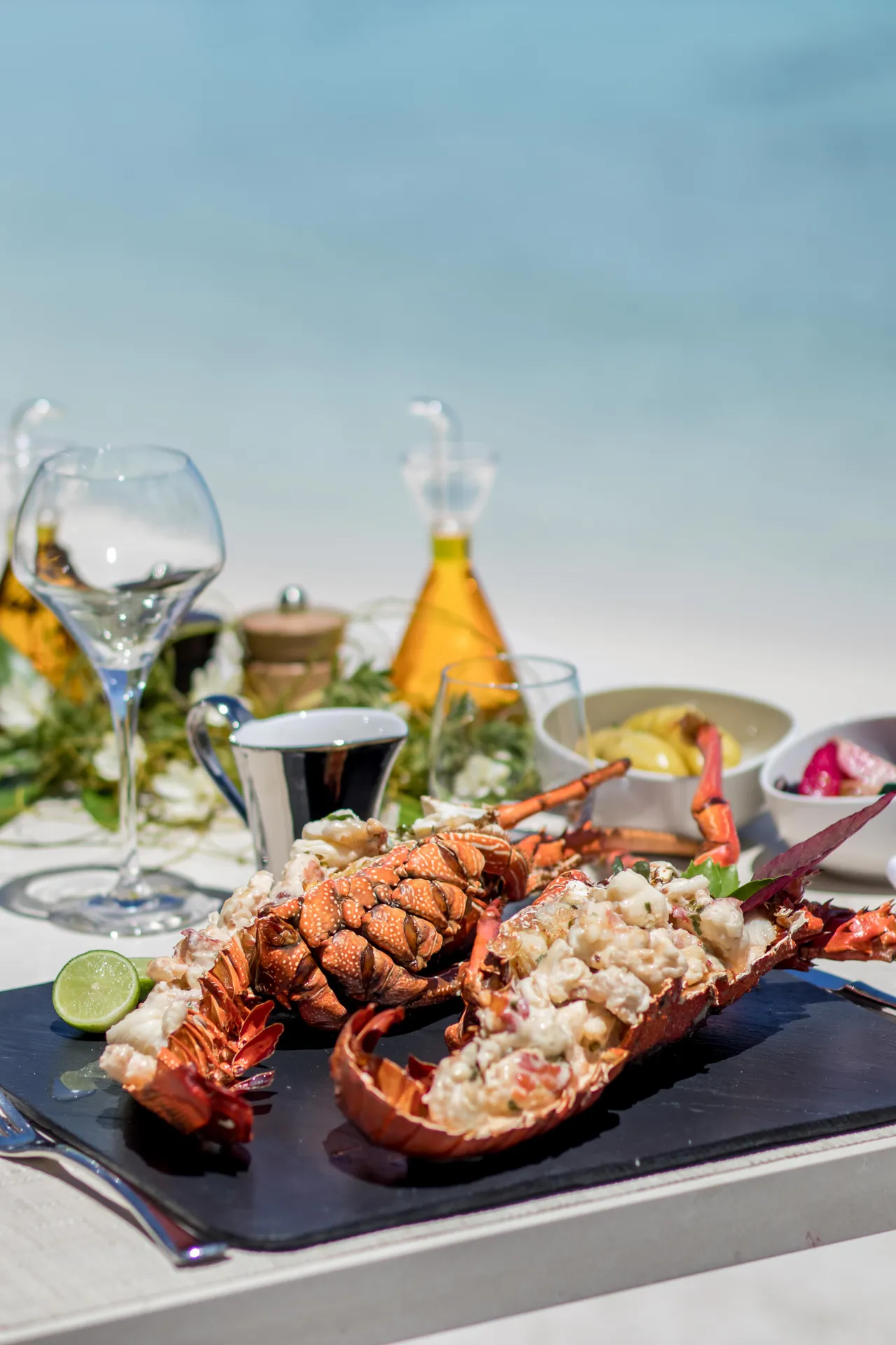 Seafood platter facing the lagoon