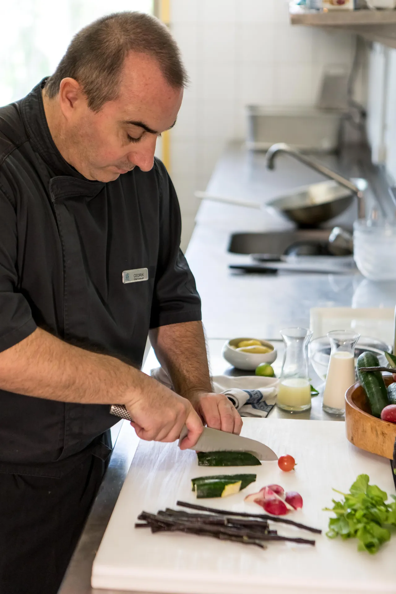 Chef plating a dish