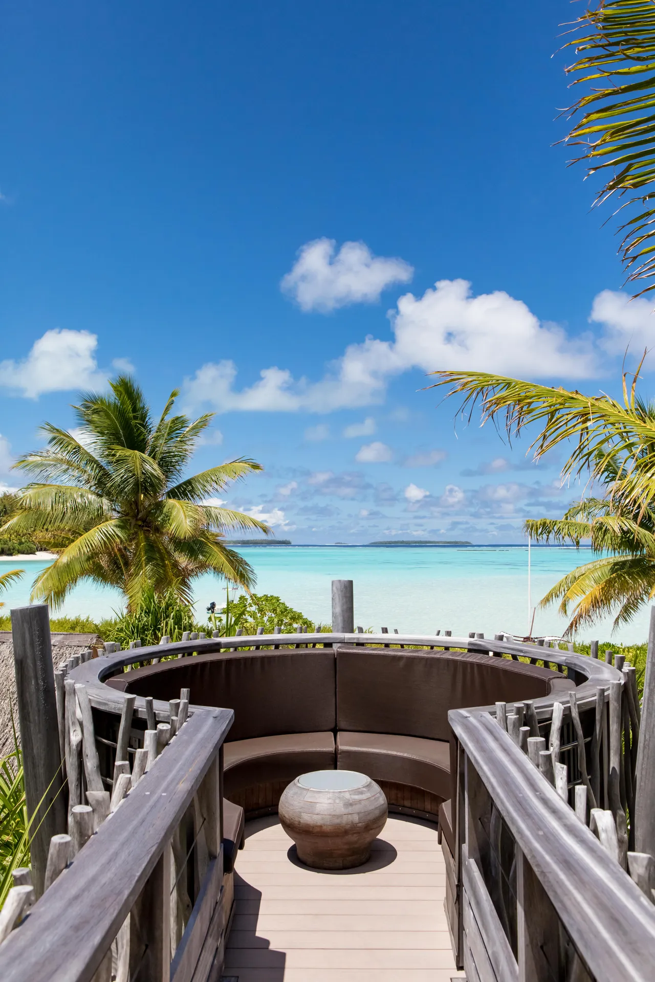 Walkway to a terrace facing the lagoon